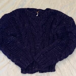 Free People Purple Cable Knit Sweater